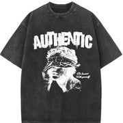 Authentic Blindfolded Statue Sleeveless Tank Vintage Washed T-Shirt in Black