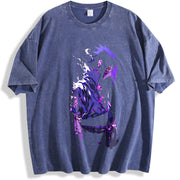 Sasuke Anime - Stylish for True Naruto Fans for Vibes vintage washed oversized T-shirt in Blue