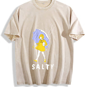 Salty Rain Girl Vintage Washed T-Shirt in Beige