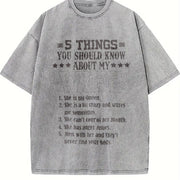 For Husband 5 Things You Should Know About My Wife Vintage Washed T-Shirt in Gray