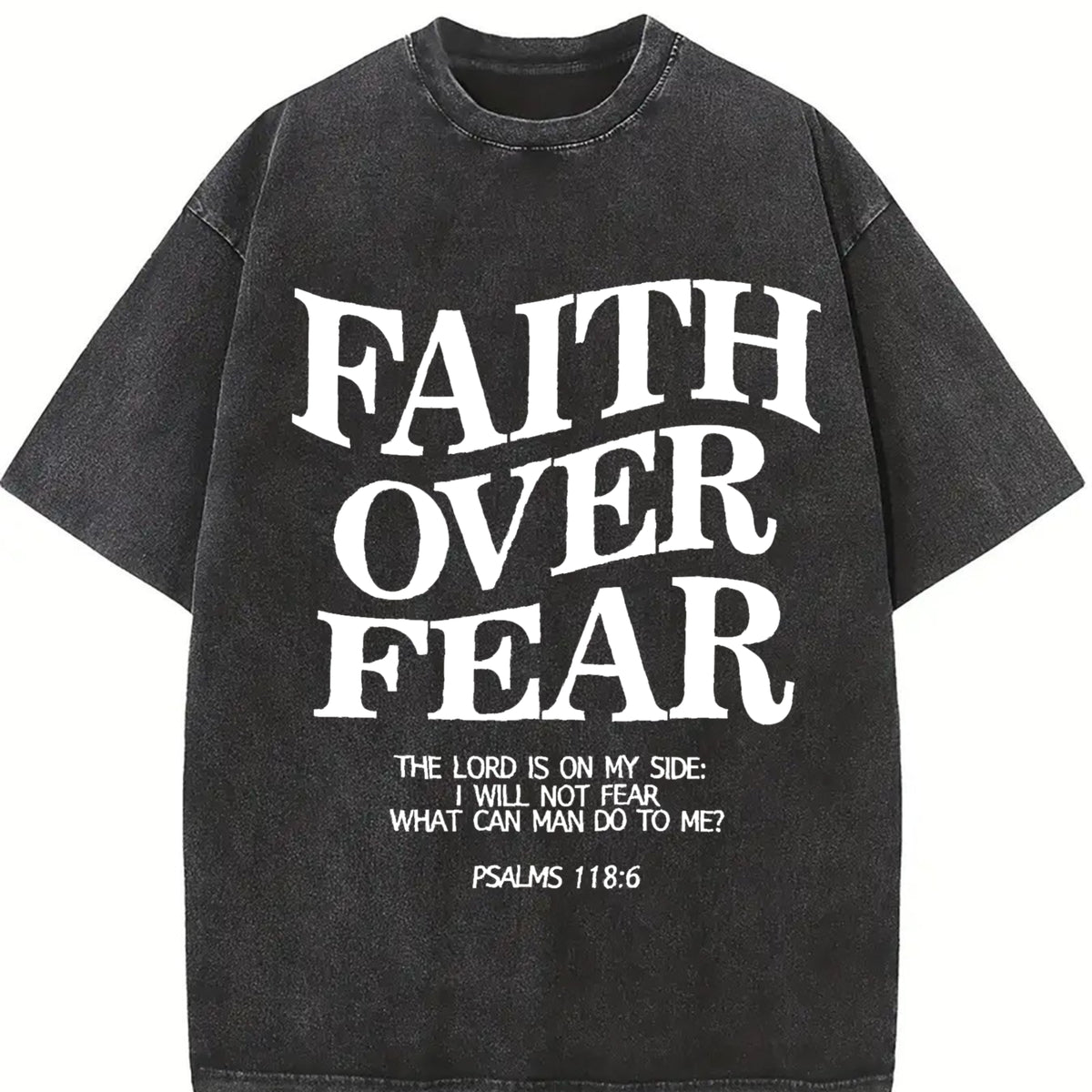 Faith Over Fear Vintage Washed T-Shirt in Black