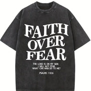 Faith Over Fear Vintage Washed T-Shirt in Black