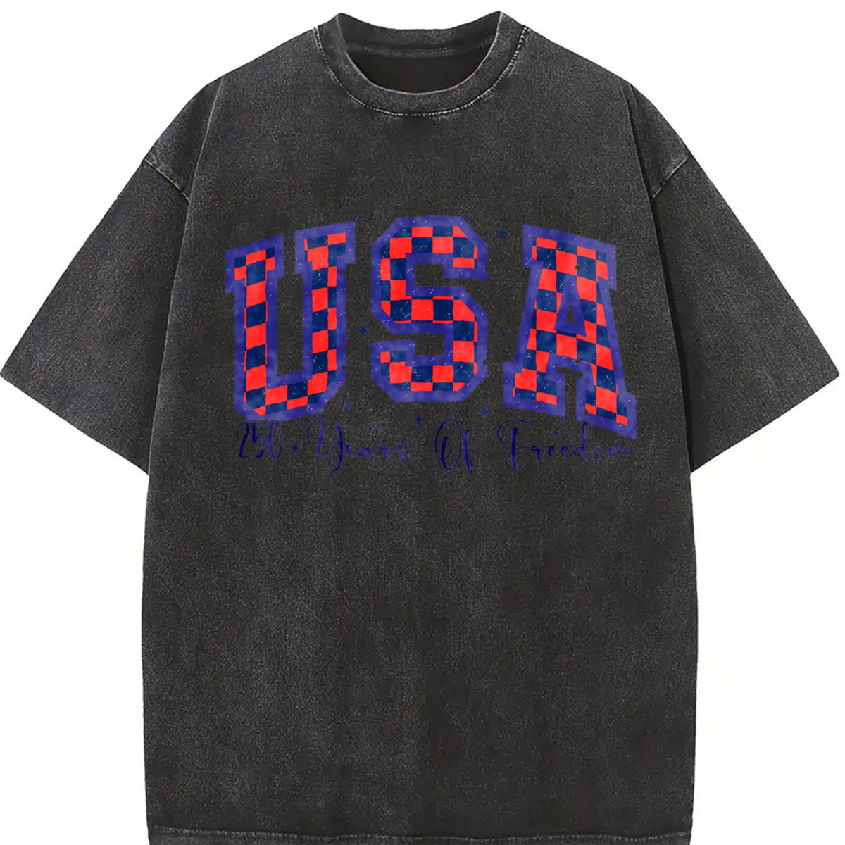 USA 1776-2026 Vintage Washed T-Shirt in Black