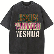 Jesus Yahweh Yeshua Vintage Washed T-Shirt in Black