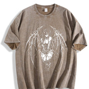 Gothic Y2k Anime Angel Black vintage washed oversized T-shirt in Brown