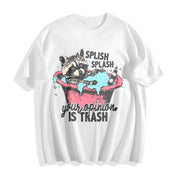 Meme Raccoon Raccoons Cotton T-Shirt in White