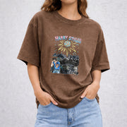 Kiss All The Time Disco Occasionally vintage washed oversized T-shirt in Brown