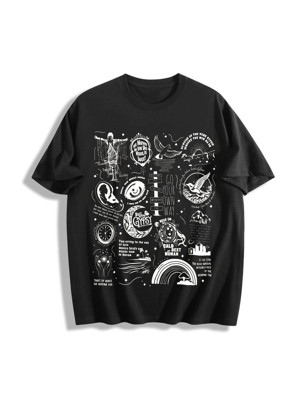 Stevie Nicks Tracklist Cotton T-Shirt in Black