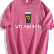 Vitamin G Guinness Beer Embroidered Beer St. Patrick’s Day vintage washed oversized T-shirt in Red
