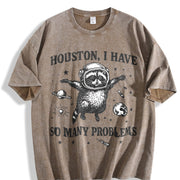 Houston I Have So Many Problems Vintage Washed T-Shirt in Brown