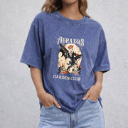 Abraxos Flower Garden Club vintage washed oversized T-shirt in Blue