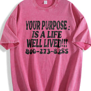 Your Purpose Mental Health Awareness Slogan White Vintage Washed T-Shirt in Red