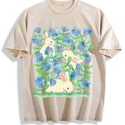 Rabbit Garden Adventure Group Vintage Washed T-Shirt in Beige