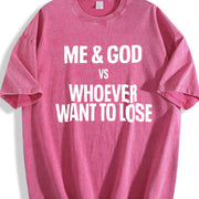 Black with Me and God Vs Whoever Wants to Lose Vintage Washed T-Shirt in Red