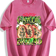 Garlic Bread Retro Meme Food Vintage Washed T-Shirt in Red