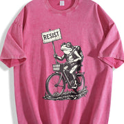 Resist Traveler Frog Vintage Washed T-Shirt in Red