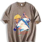 John Daly Golf of America 4th of July Vintage Washed T-Shirt in Brown