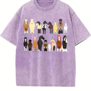 Animal Horse Herd 1pc Vintage Washed T-Shirt in Purple