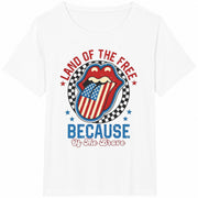 Land of the Free Because of the Brave Cotton T-Shirt in White