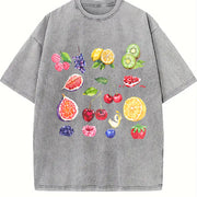 Fruits and Berries 90s Vintage Washed T-Shirt in Gray