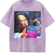 Glam Doll with a Purple Drink Vintage Washed T-Shirt in Purple