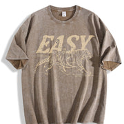 Easy Tiger 4th of July Long Sleeve vintage washed oversized T-shirt in Brown