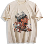 King Ryan Mexican Boxer World Champion Custom vintage washed oversized T-shirt in Beige