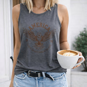 American Eagle Land of the Free Because of the Brave Women's Color Cotton Tank Top in Gray