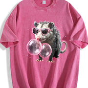 Bubblegum Opossum Vintage Washed T-Shirt in Red