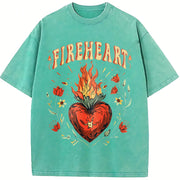 Fire-heart to Whatever End Vintage Washed T-Shirt in Blue