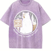 Hike in Groups Bears Like to Have Options Vintage Washed T-Shirt in Purple