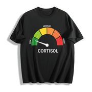 Low Cortisol Level Gauge Cotton T-Shirt in Black