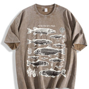 Northern Pike Fish 90s Vintage Washed T-Shirt in Brown