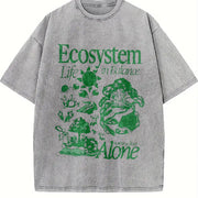 Ecosystem Biology Retro Ecology Vintage Washed T-Shirt in Gray