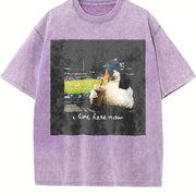 Goose at a Baseball Game I Live Here Now Vintage Washed T-Shirt in Purple