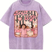 Boys...Ugh! Valentine – 90s Movie Quote vintage washed oversized T-shirt in Purple