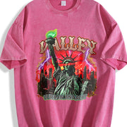 Urban Anarchy Statue of Liberty Vintage Washed T-Shirt in Red