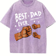 Best Dad Ever Fist Bump Vintage Washed T-Shirt in Purple