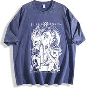Sleep Token Vessel Heavy Metal vintage washed oversized T-shirt in Blue