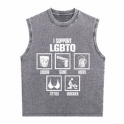 I Support LGBTQ Liquor Vintage Washed Tank Top in Gray