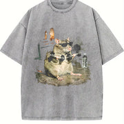 Weightlifting Mouse Vintage Washed T-Shirt in Gray