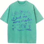 Just One More Chapter Bookish Book Lover Bookish Girly vintage washed oversized T-shirt in Blue