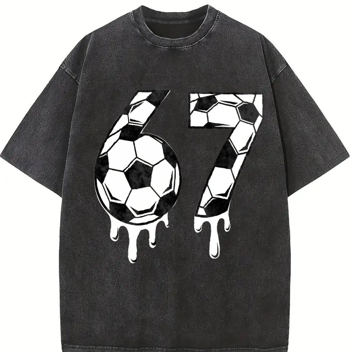 67 Soccer Vintage Washed T-Shirt in Black