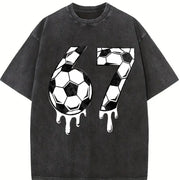 67 Soccer Vintage Washed T-Shirt in Black