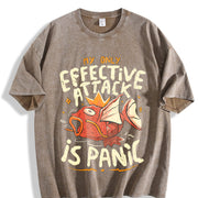 Effective Attack Is Panic vintage washed oversized T-shirt in Brown