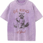 Be Kind Of Feral Racoon 100 Percent Mental Health vintage washed oversized T-shirt in Purple