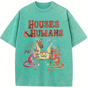 Houses and Humans RPG DnD Class D&D vintage washed oversized T-shirt in Blue