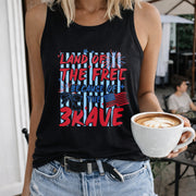 Custom Land of the Free Because of the Brave Women's Color Cotton Tank Top in Black