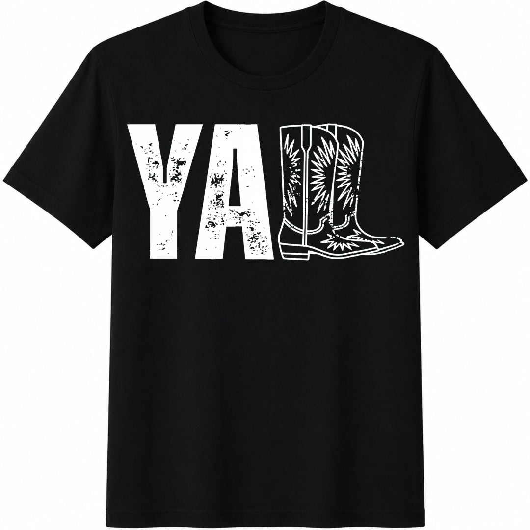 Y’all Retro Country Cotton T-Shirt in Black