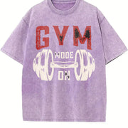 Gym Mode On Vintage Washed T-Shirt in Purple